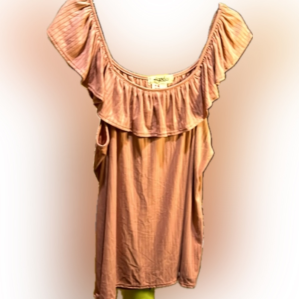 NWOTS Hapatic Rose Pink Ribbed Tank Top with ruffle T-shirt soft material ribbed